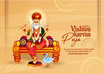 illustration of Vishwakarma puja (Vishwakarma Jayanti) is a day of celebration for Vishwakarma Hindu
 god vishwakarma puja celebration background