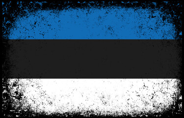 old dirty grunge vintage estonia national flag illustration