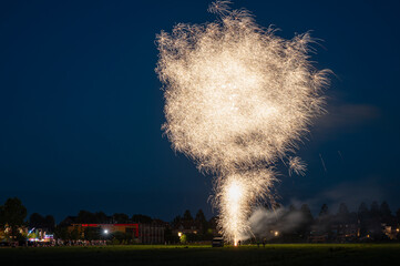 Large orb of light during the fireworks at the end of the annual fair in the village of...