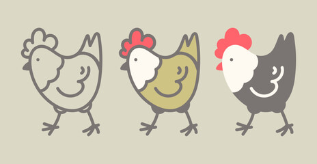 Flat farm bird, chicken. Symbol, logo. Creative vector graphic illustration. 