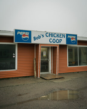 Bobs Chicken Coop vintage sign, Channel-Port aux Basques, Newfoundland and Labrador, Canada
