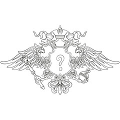 Coat of arms of the Russian Federation. Outline vector in good quality. Two heads and imperial attributes.