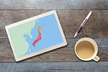 日本列島 気温分布図 温度 高温 低温（タブレット ペン）