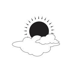 Weather sun and cloud illustration with flat design