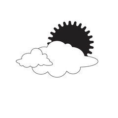 Weather sun and cloud illustration with flat design