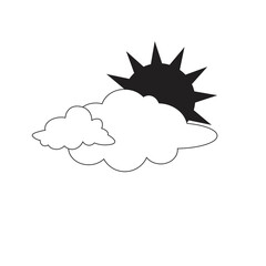 Weather sun and cloud illustration with flat design