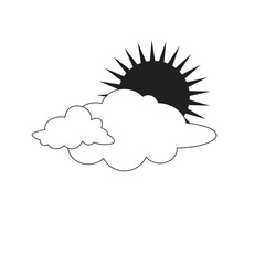 Weather sun and cloud illustration with flat design