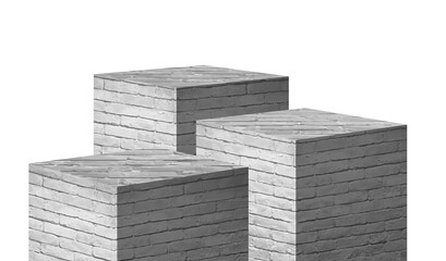 White grunge brick wall product display, Platforms presentation mock up show cosmetic  stage...