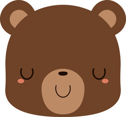Cute brown bear cartoon character. Flat design illustration.	