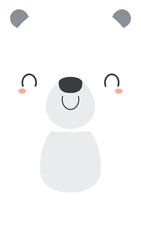 Cute polar bear cartoon character. Flat design illustration.	