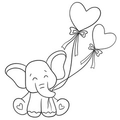 Fototapeta na wymiar Cute elephant outline 