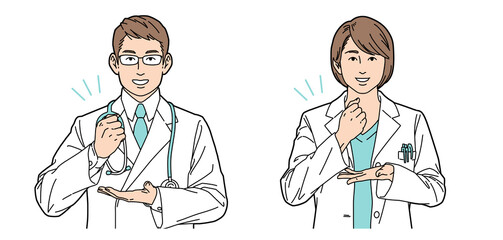 人物イラスト 医師 男女 正面