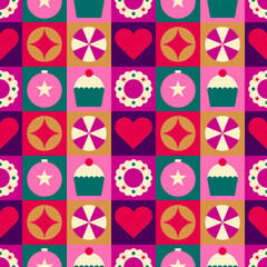 Symbol geometric elements seamless with square pattern design for christmas and new year celebration.