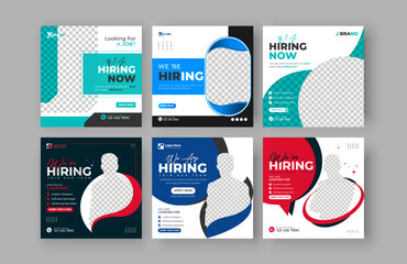 Bundling poster for we are hiring job vacancy social media post or square web banner template design 