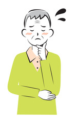 困っている私服の高齢の男性　3c