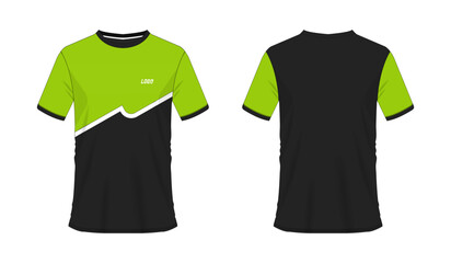T-shirt green and black soccer or football template for team club on white background. Jersey sport, vector illustration eps 10.
