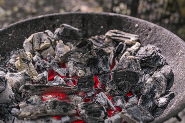 Close up of burning coals