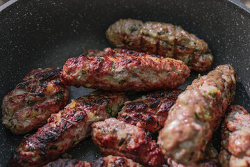 Cooking kebab on the grill