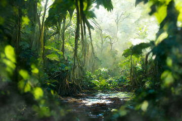 Naklejka premium Beautiful fairytale rainfores