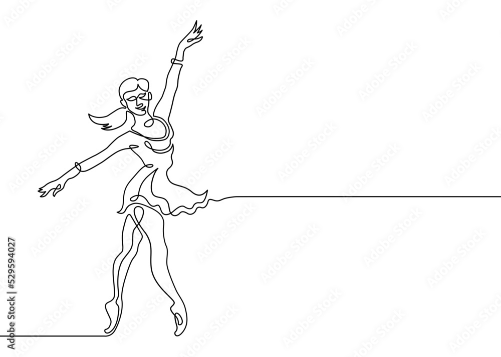 Poster one line drawing or continuous line art of a ballet dancer. one continuous line.one continuous line 