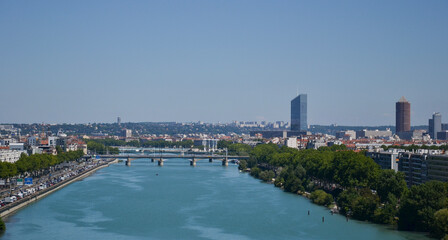 Fototapeta premium view of the river Rhône in Lyon