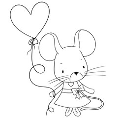 Fototapeta na wymiar Cute mouse outline 