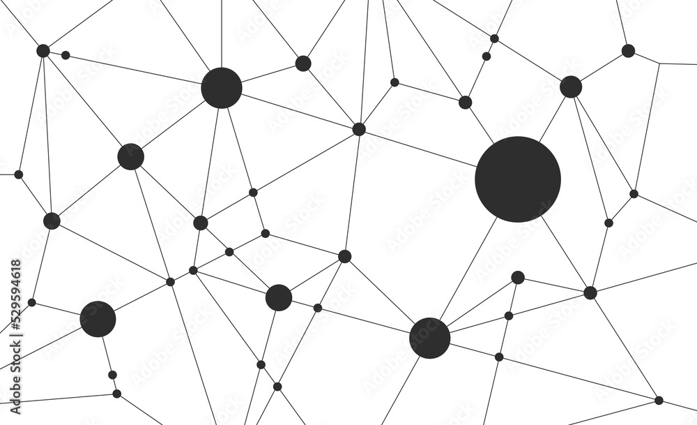 Poster Abstract network polygon connect lines and dots background template. Data linked global system graphic vector.	