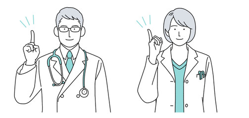 人物イラスト 医師 男女 正面 シンプル