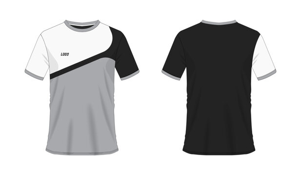 T-shirt grey and black soccer or football template for team club on white background. Jersey sport, vector illustration eps 10.