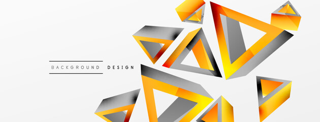 Triangle abstract background. 3d vector basic shape technology or business concept composition. Trendy techno business template for wallpaper, banner, background or landing