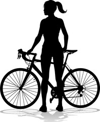 Obraz premium Woman Bike Cyclist Riding Bicycle Silhouette