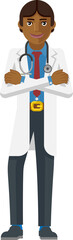 Young Asian Medical Doctor Cartoon Character