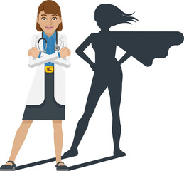 Young Medical Doctor Super Hero Cartoon Mascot