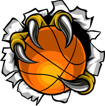 Basketball Ball Eagle Claw Tearing Background