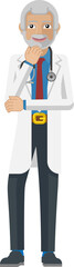Mature Doctor Infographic Cartoon Character Mascot