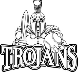 Spartan Trojan Baseball Sports Mascot