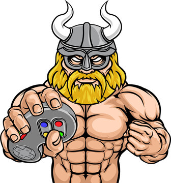 recommend clip art: Viking Gamer Gladiator Warrior Controller Mascot