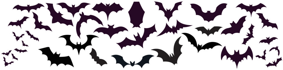 Bat icon vector set. Halloween illustration sign collection. vampire symbol or logo. - obrazy, fototapety, plakaty