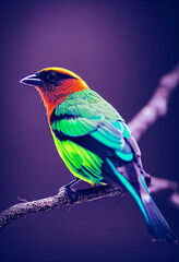 Obraz premium 3d illustration of stunning realistic tanager bird on beautiful background