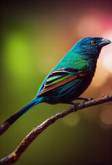 3d illustration of stunning realistic tanager bird on beautiful background