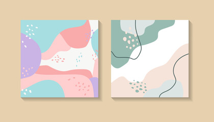 Dusty rose abstract square art templates with geometric elements. Suitable for social media posts frame, mobile apps, banner. vector illustration of flat pastel collage colors