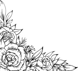 outline flower border frame decoration