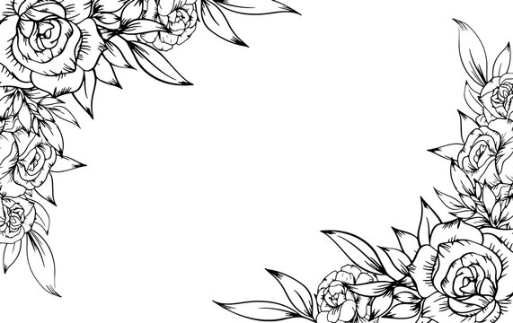 outline flower border frame decoration