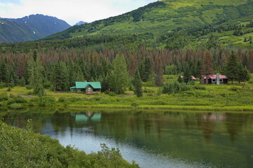 Fototapeta premium Lower Summit Lake at Seward Highway in Alaska, United States,North America 