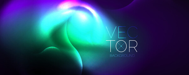 Neon glowing waves, magic energy space light concept, abstract background wallpaper design