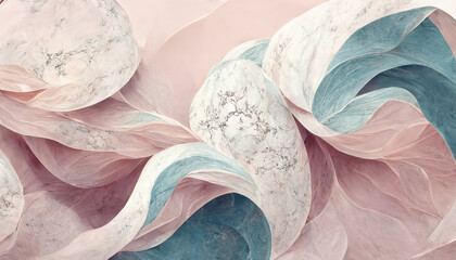 Abstract luxury marble background. Digital art 3d marbling texture. Soft pastel pink and mint green colors

