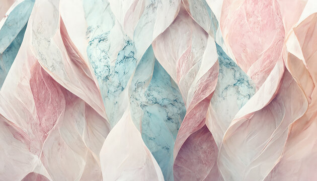 Fototapeta Abstract luxury marble background. Digital art 3d marbling texture. Soft pastel pink and mint green colors  