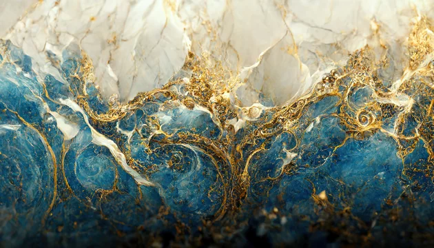 Hillento Gold/Blue Paper Clips in Elegant Magnetic Marble Blue