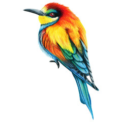 Bee Eater hand drawn bird watercolor colored pencils
