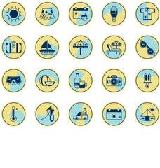 summer vacation icon set